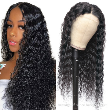 Factory Supplier Hot Selling Deep Wave Raw Brazilian Virgin Human Hair 4X4 Lace Closure Wig Cheap Wholesale Natural Human Hair